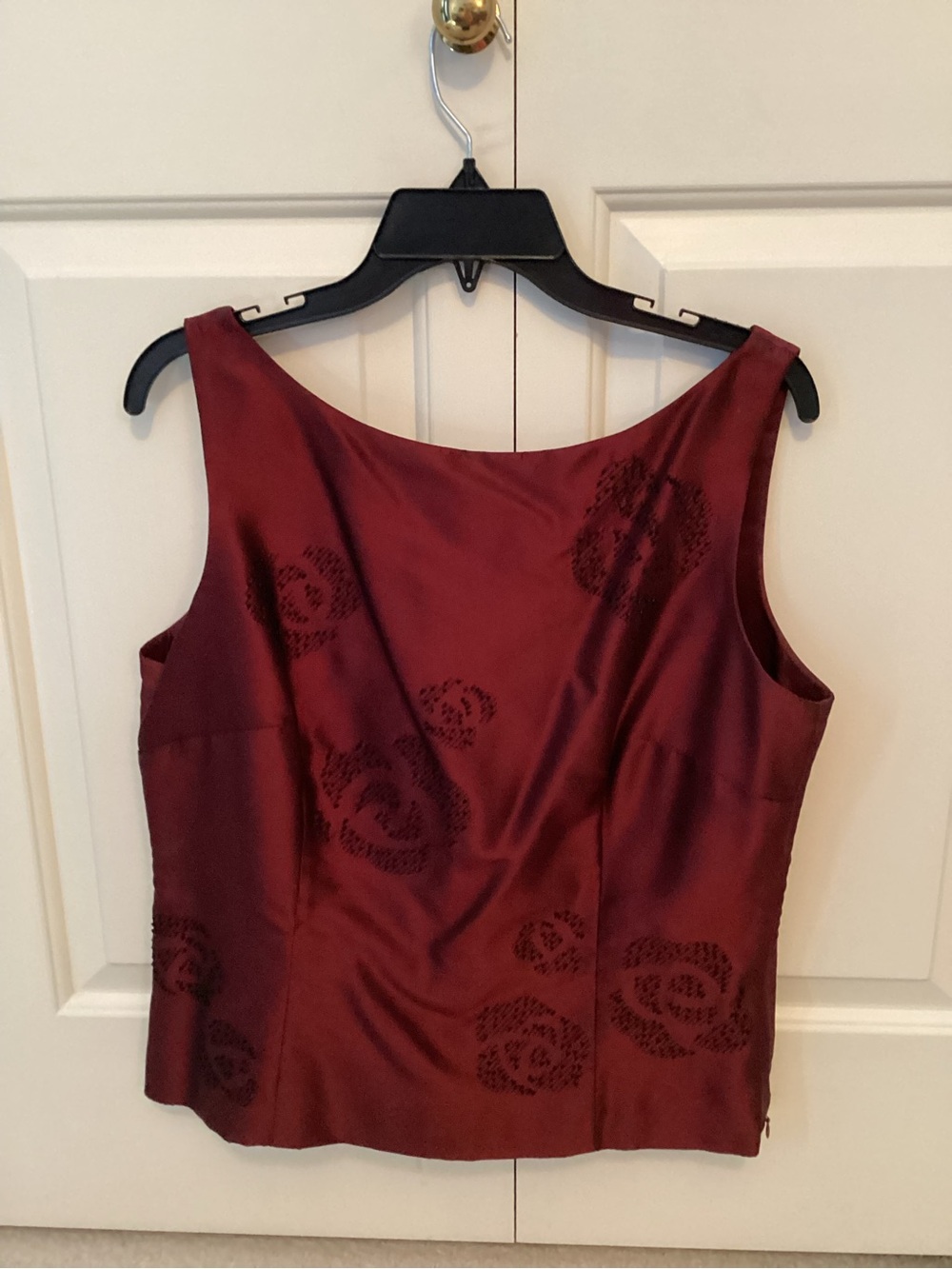Ann Taylor Sleeveless Floral Jacquard Camisole - Wine